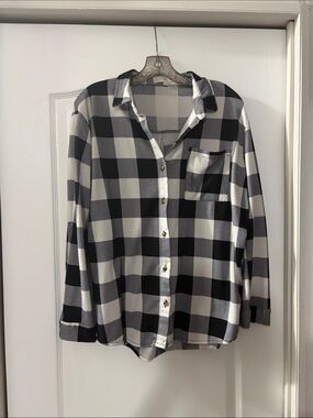 Womens Black & White Buffalo Check Flannel